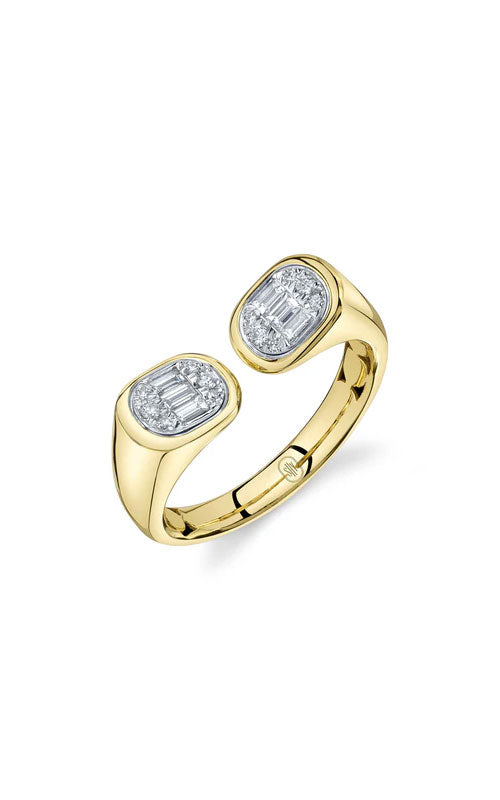 Shy Creation 14K Yellow Gold .20Ctw Baguette Diamond Open Ring B22001571V4