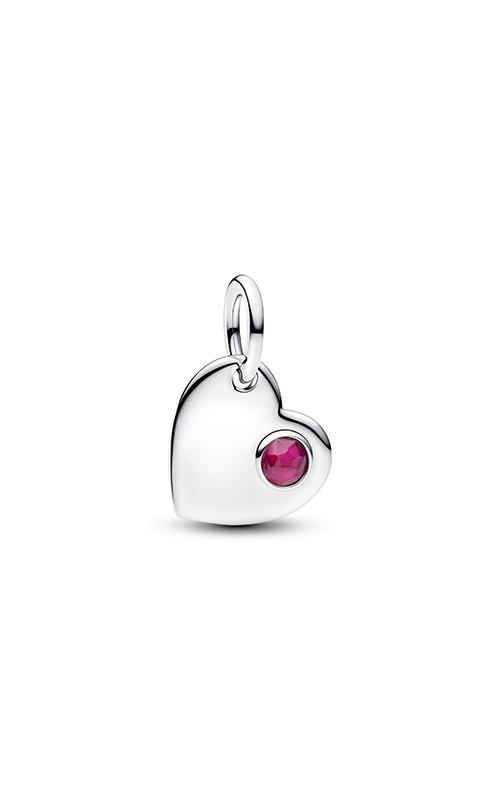 Pandora July Engravable Heart True Red Stone Dangle Charm