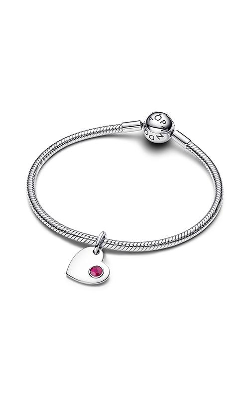Pandora July Engravable Heart True Red Stone Dangle Charm