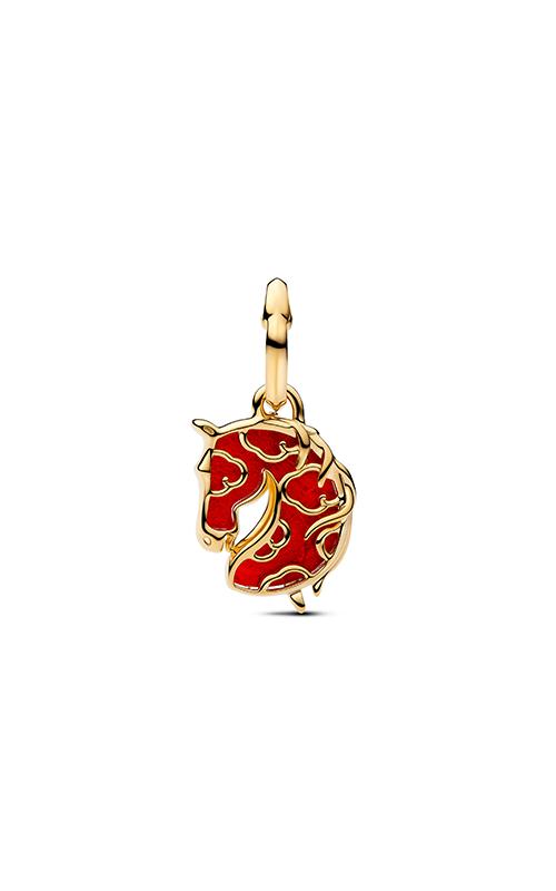 Pandora Red Fire Horse Murano Glass Dangle Charm