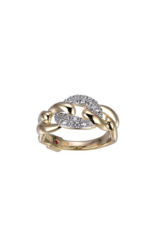 Elle Jewelry Sterling Silver & Yellow Gold Plated CZ Link Ring 34LAFM97A8-XV05N00