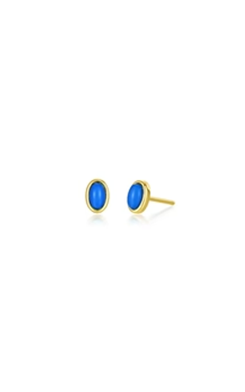 Lafonn Sterling Silver Gold Plated Reconstituted Turquoise Oval Button Studs E0637TQG00