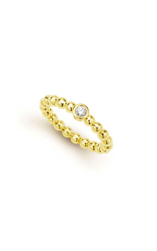 LAGOS 18K Yellow Gold .13Ct G-H SI Round Diamond 3mm Caviar Stackable Band 02-10362-DD7