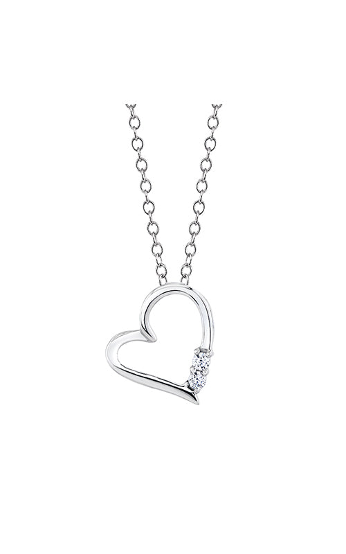 Albert's 10k White Gold .10ctw 2-Stone Heart Necklace 2440720100W-08