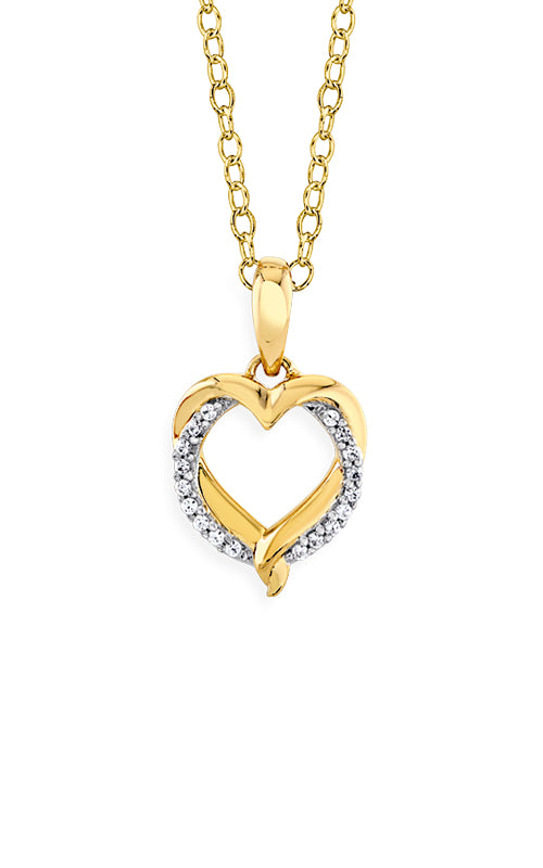 Albert's 10k Yellow Gold .05ctw Diamond Heart Necklace 2485730050Y