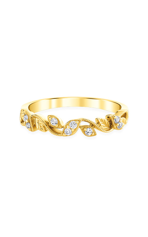 Albert's 10k Yellow Gold .09ct Floral Diamond Wedding Band LJ161308TGYG-WB