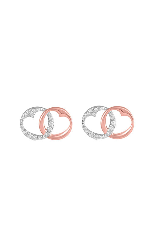 Albert's 10k Sterling Silver White Gold/Rose Gold 1/5tw Heart Cut Out Studs ER10640-1PSSD CO