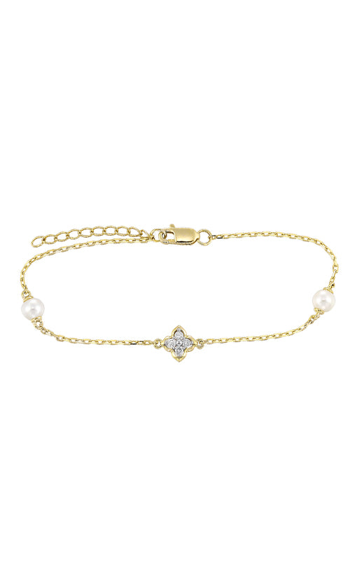 Albert's Pearl 14K Yellow Gold Diamond, Pearl Bracelet