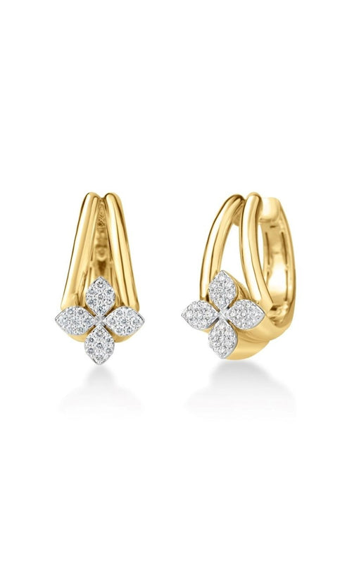 Roberto Coin 18k Yellow and White Gold .26ctw Love in Verona Small Double Hoop Earrings 8883761AJERX