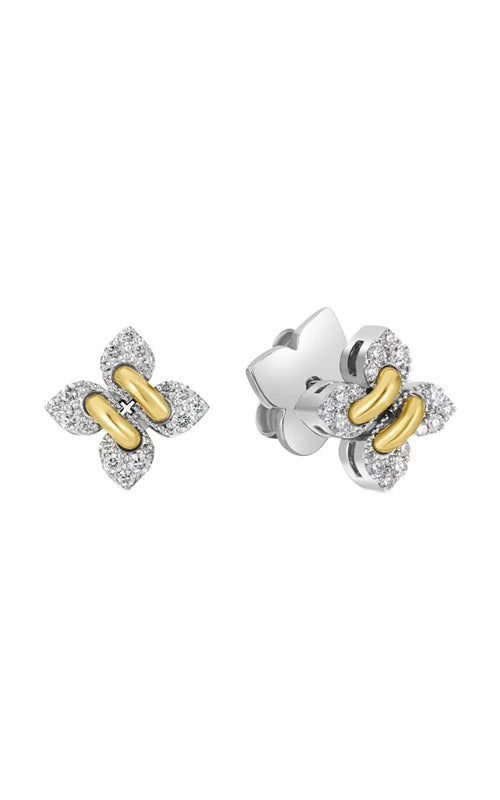 Roberto Coin 18k Yellow and White Gold 10mm Love in Verona Petite .17ctw Pave Diamond Earrings 8883740AVERX