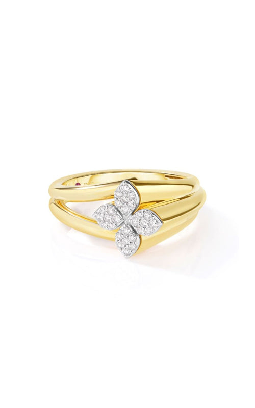 Roberto Coin 18k Yellow and White Gold Love in Verona .10ctw Diamond Flower Ring - Size 6.5 - 8883761AJ65X
