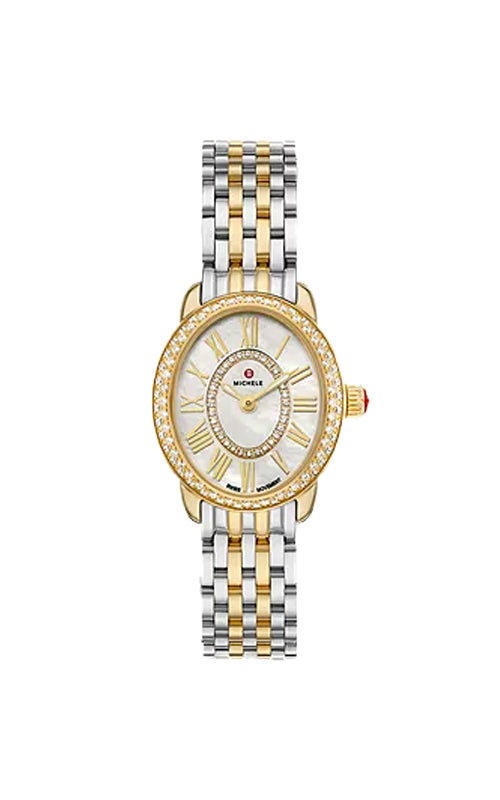 Michele Serein Oval Diamond Two-Tone 18K Gold-Plated Watch MWW21H000002