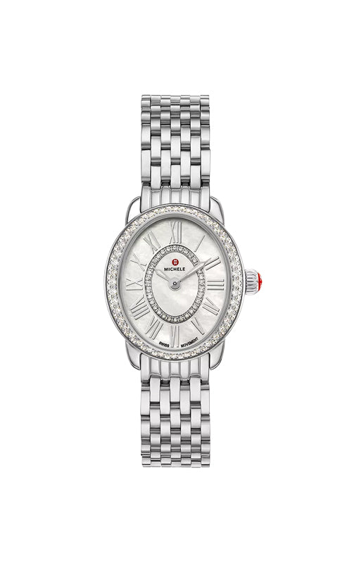 Michele Serein Oval Diamond Stainless Steel Watch MWW21H000001