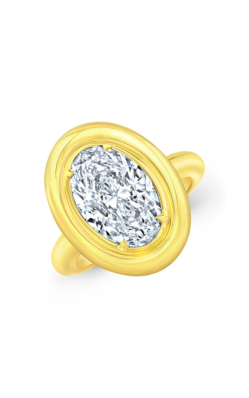 Rahaminov Diamonds 18k Yellow Gold 4.01ct Oval J SI2 GIA Diamond Bezel Ring FL-4324