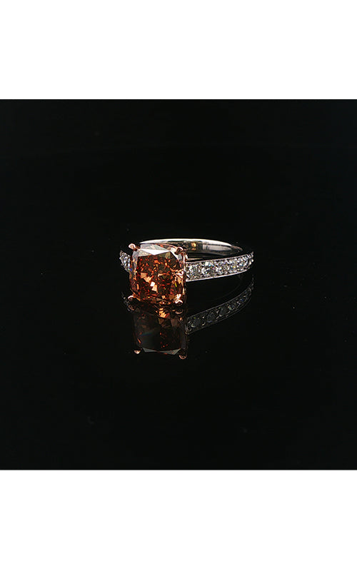 Albert's Estate Platinum 2.04CT Cushion Fancy Yellow Cognac Diamond .48CTW Round Diamond Engagement Ring EDRIN03697