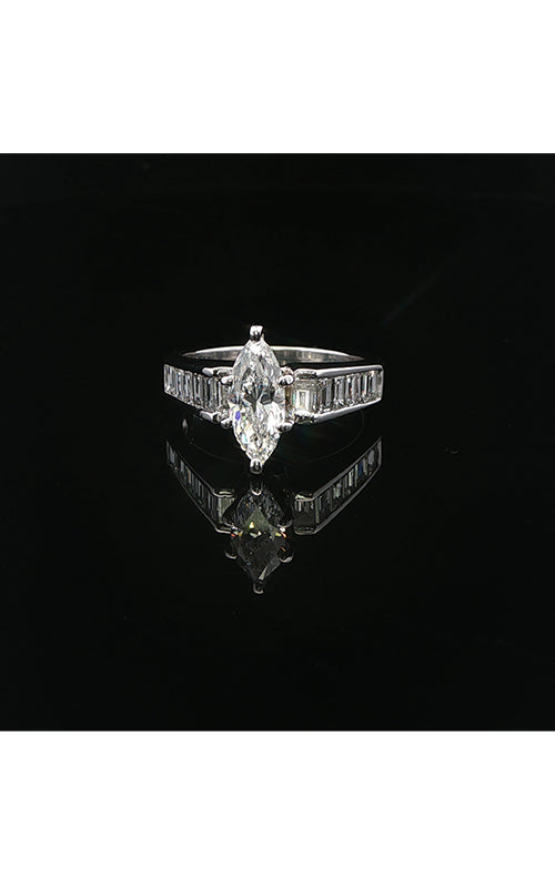 Albert's Estate 14K White Gold .84CT Marquise 1.20CTW Baguette Diamond Engagement Ring EDRIN03694