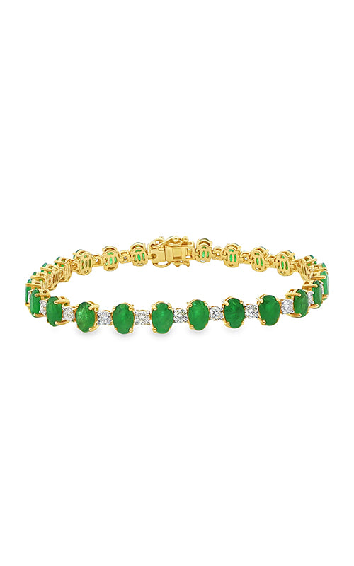 Albert's 14K Yellow Gold 12.00ctw Oval Emerald 2.12ctw Round Diamond Bracelet H3268EM