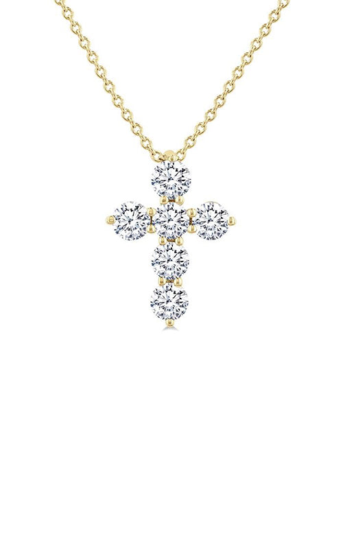 Albert's 14K Yellow Gold 18" .50CTW 6 Round Diamond Cross Necklace 960C3FGPDYG