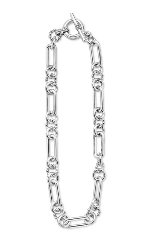 LAGOS Signature Caviar Large 15mm Sterling Silver Caviar 18" Link Necklace 04-81321-18