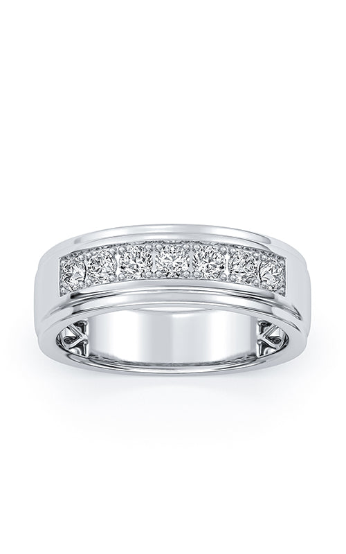 Albert's 14k White Gold .49ctw Round Diamond Men's Wedding Band RGMN0157-0.50-W-4N-14-10