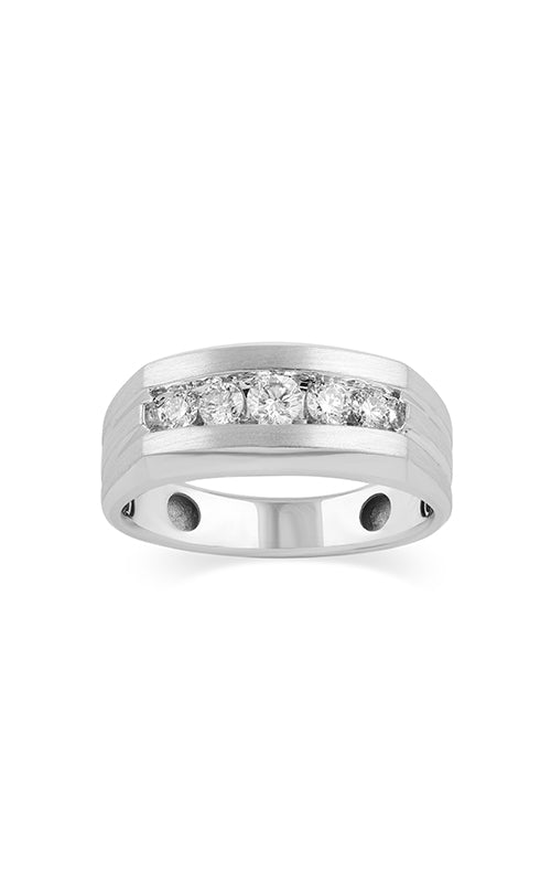 Albert's 14k White Gold .53ctw Graduated Round Diamond Wedding Band RGMN0041-0.50-W-I1-14-10