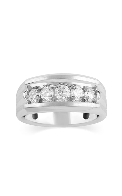 Albert's 14k White Gold .86ctw Graduated Round Diamond Wedding Band RGMN0042-1-W-I1-14-10