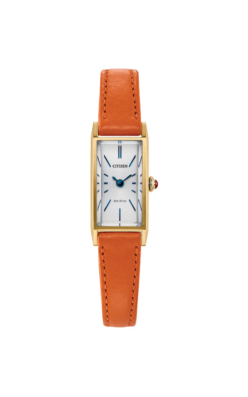 Citizen Ladies' Fio White Dial Orange Leather Strap Watch EG7122-04A