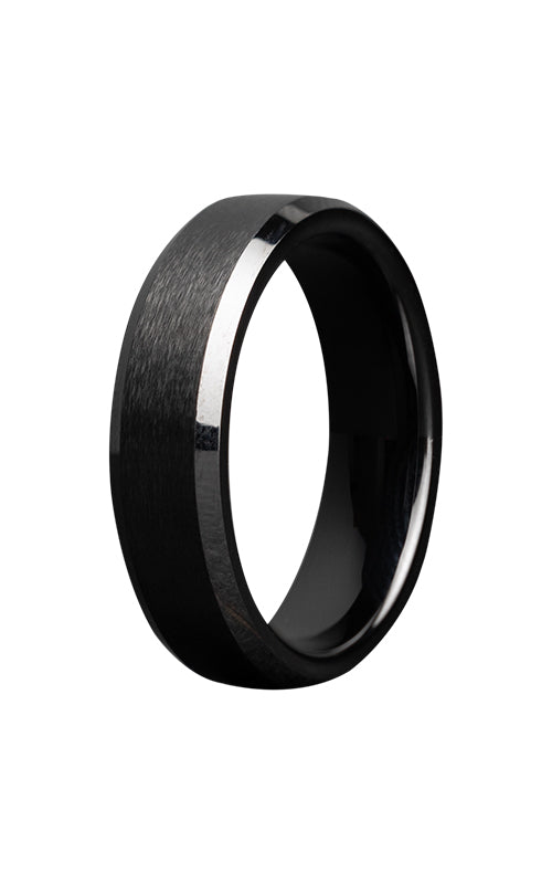 Heavy Stone 8mm Black Ceramic Satin Wedding Band - Size 9 - 8BC107-9