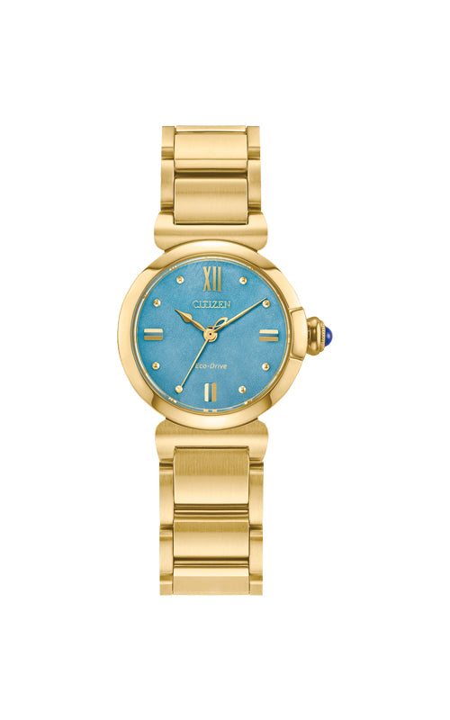 Citizen L Mae Limited Edition Ladies Light Blue Gold Tone Watch EM1133-85L