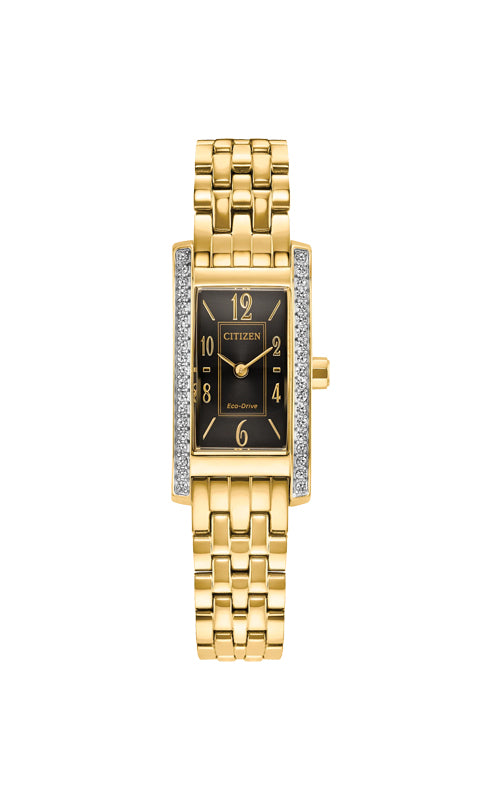 Citizen Ladies' Petite Palidoro Black Dial Gold Tone Watch EG7112-59E