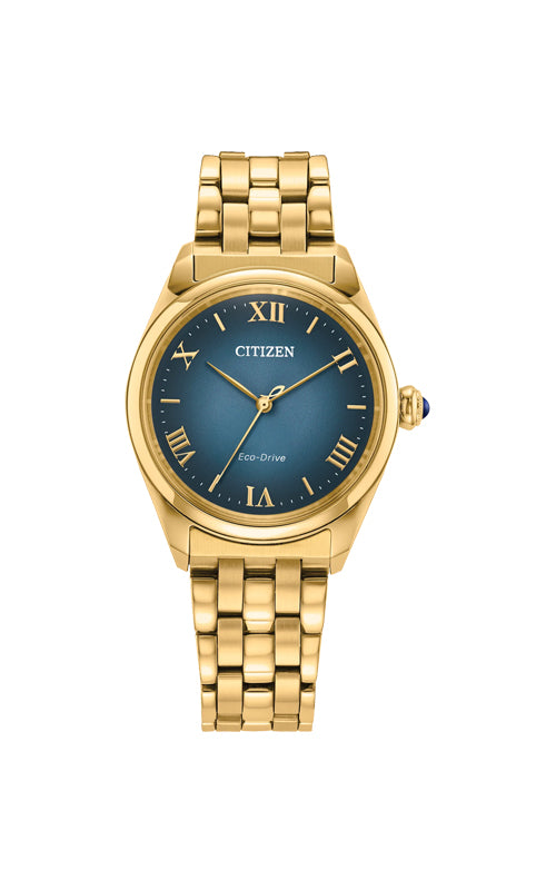 Citizen L Classic Ladies' Gold Tone Blue Dial Watch EM1142-84L