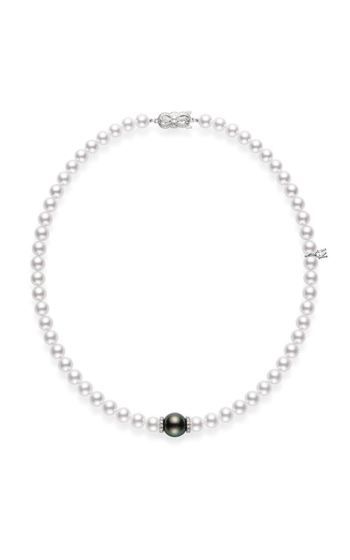 Pre-Owned Mikimoto Fusion Akoya and Black South Sea Cultured Pearl Strand with Diamond Rondelles MZP10118ZDXW