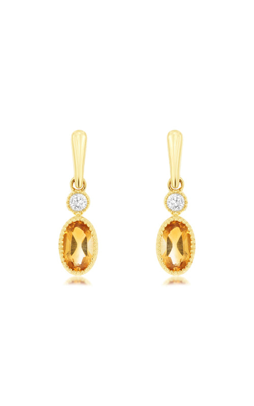 Albert's 14k Yellow Gold .25ctw Citrine and .05ctw Diamond Dangle Earrings H1855CT