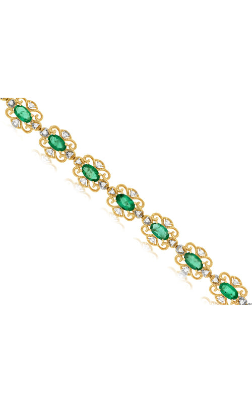 Albert's 14k Yellow Gold .3.75ctw Emerald and .27ctw Diamond Bracelet C7240EM