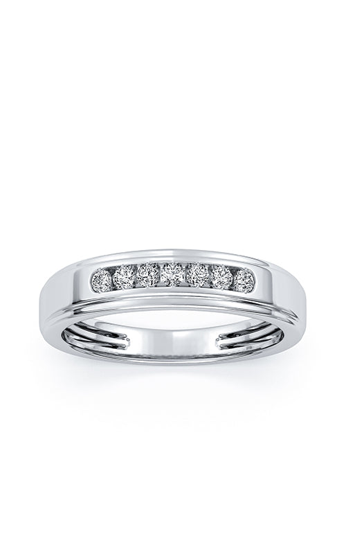 Albert's 10k White Gold .15ctw Round Diamond Men's Wedding Band RGMN0132-0.15W-IJI2-10-10