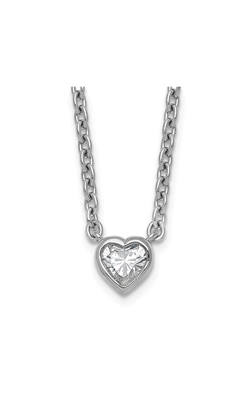 Albert's Sterling Silver .22ct Lab Grown Diamond Heart Necklace PM12849-022-SSLG