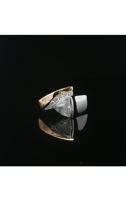 Albert's Estate 14K White and Yellow Gold .65CT Trillion Cut H SI2 Diamond and .15CTW Round Diamonds Bypass Fashion Ring EDRIN03003
