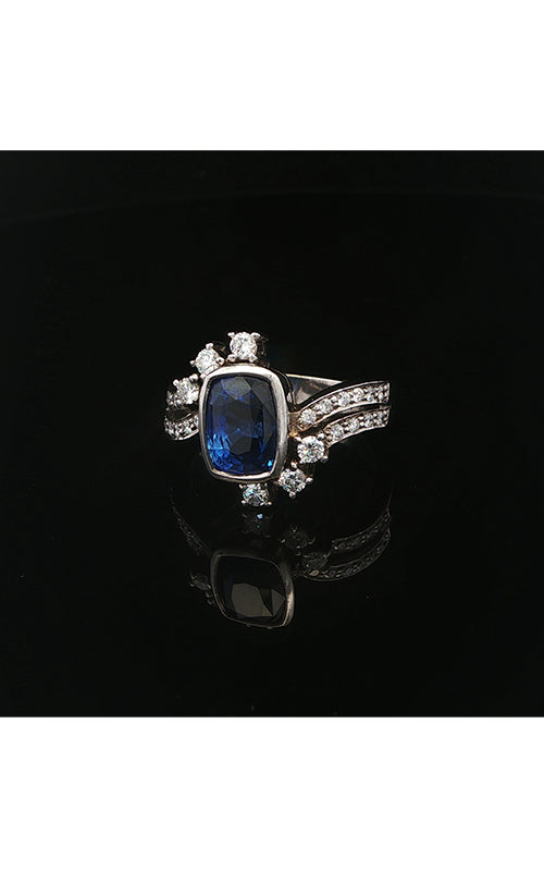 Albestate 18K White Gold Sapphire, Diamond Ring
