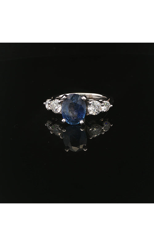Albert's Estate 14K White Gold 2.23CT Oval Ceylon Sapphire .85CTW Round Diamond Fashion Ring ELRNG00559