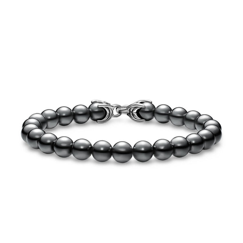Spiritual Beads Bracelet in Sterling Silver with Hematine, 8mm