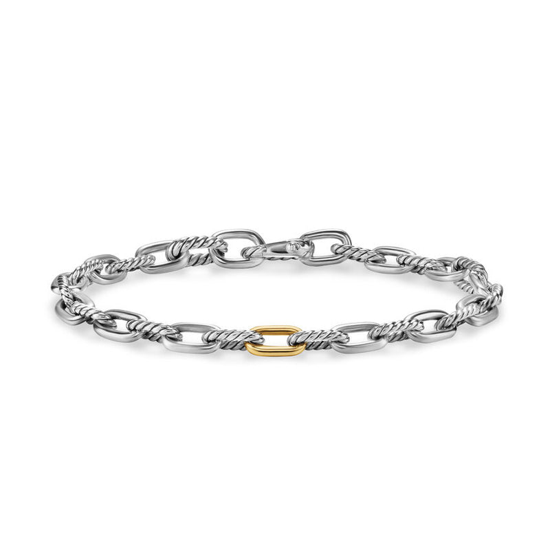 DY Madison® Chain Bracelet in Sterling Silver with 18K Yellow Gold, 6mm