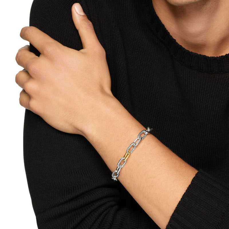 DY Madison® Chain Bracelet in Sterling Silver with 18K Yellow Gold, 8.5mm