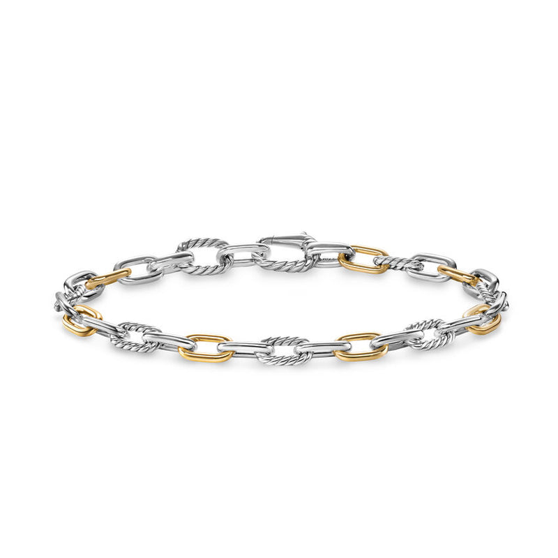 DY Madison® Chain Bracelet in Sterling Silver with 18K Yellow Gold, 6mm
