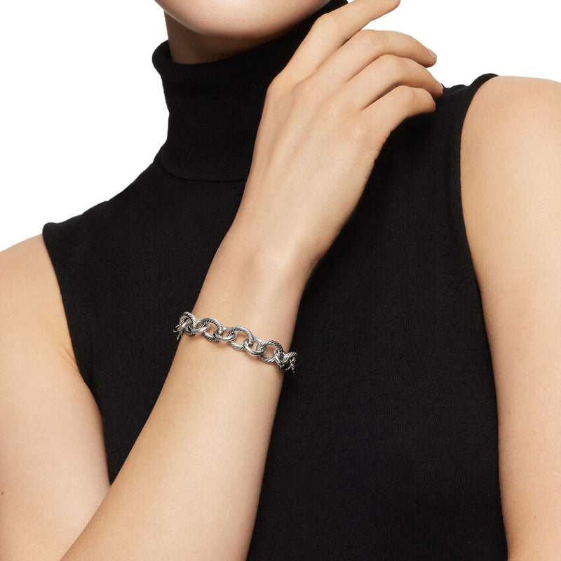 Oval Link Chain Bracelet in Sterling Silver, 12mm