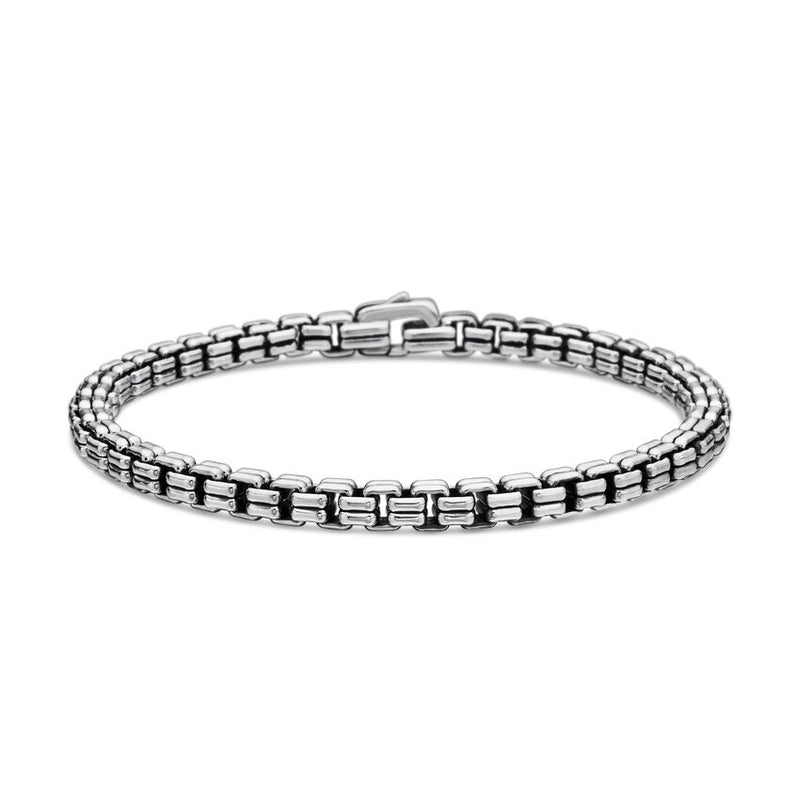 Double Box Chain Bracelet in Sterling Silver, 4mm