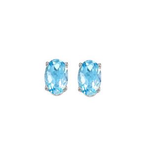 Albert's Collection 14k White Gold .50ctw Oval Blue Topaz Studs EBO53WB