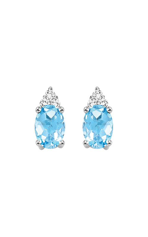 Albert's 10k White Gold .57ctw Blue Topaz and Diamond Stud Earrings FE4030-10