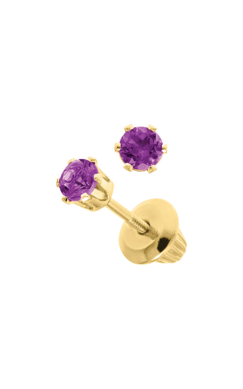 Albert's Kids 14k Yellow Gold 3mm Amethyst Safety Back Stud Earrings GE25002