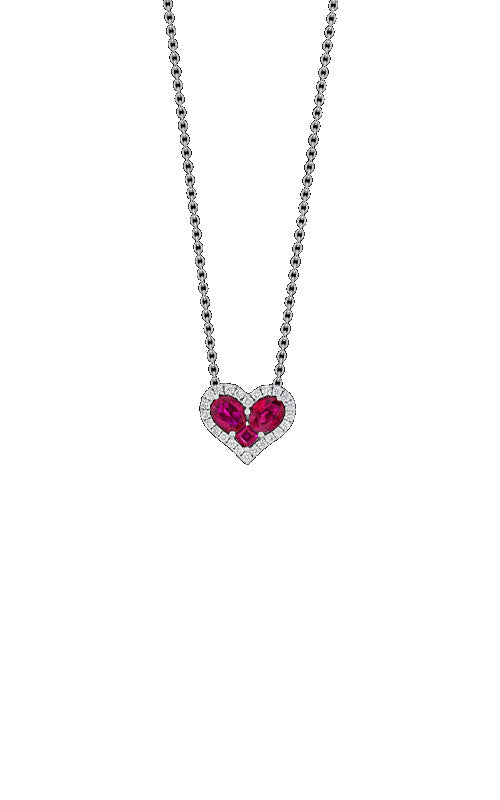 Albert's 18k White Gold .78ctw Ruby & .17ctw Diamond Heart Pendant P 6294-R