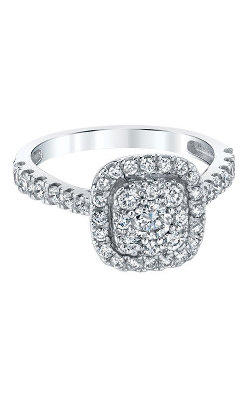 Albert's 10k White Gold 1ctw Cluster Cushion Shaped Engagement Ring RE-12278BBA68W0